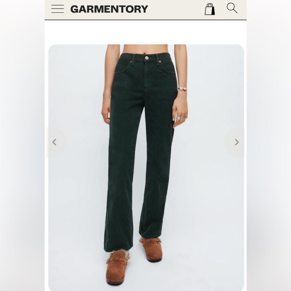 Re/done green corduroy pants size 28